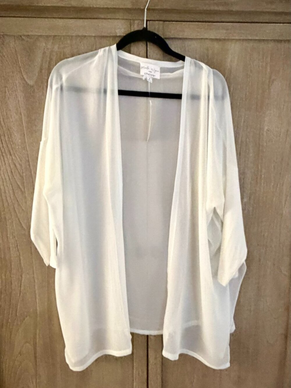 Chico's Marla Wynne Chiffon Cardigan Cloud Jacket